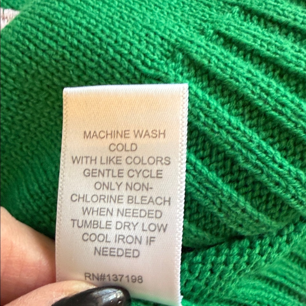 Marled Green Crewneck Sweater with Tennis Racket Appliqué - Picture 6 of 7